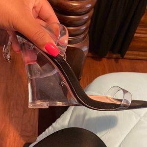 Black Clear Wedge Heel